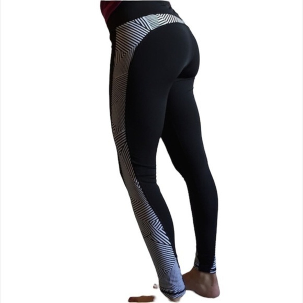 REBECCA MINKOFF RAEGAN LEGGING BLACK GRAY STRIPES PANTS XS